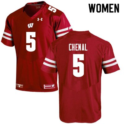 Women's Wisconsin Badgers NCAA #5 Leo Chenal Red Authentic Under Armour Stitched College Football Jersey LZ31V26QZ